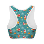 Christmas Santa Gift Pattern Print Women's Sports Bra