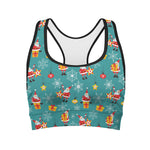 Christmas Santa Gift Pattern Print Women's Sports Bra