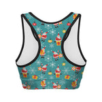 Christmas Santa Gift Pattern Print Women's Sports Bra