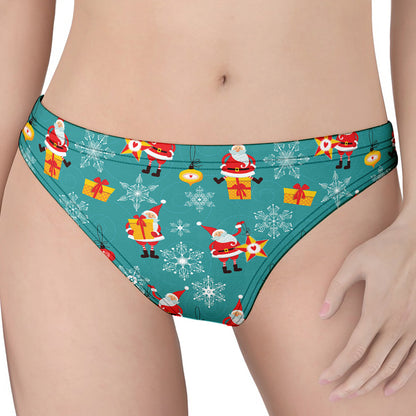 Christmas Santa Gift Pattern Print Women's Thong