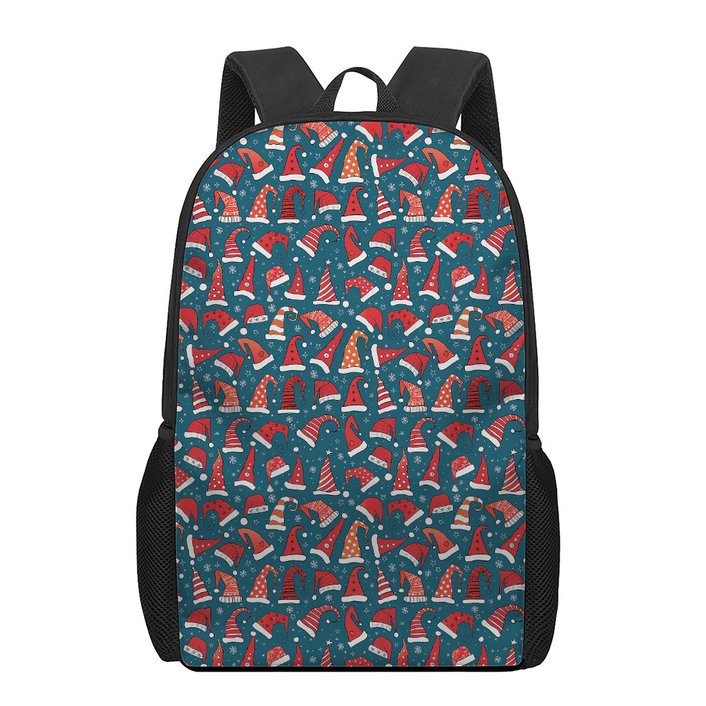 Christmas Santa Hats Pattern Print 17 Inch Backpack