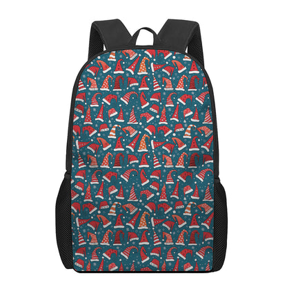 Christmas Santa Hats Pattern Print 17 Inch Backpack
