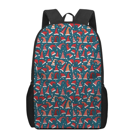 Christmas Santa Hats Pattern Print 17 Inch Backpack