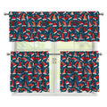 Christmas Santa Hats Pattern Print 3 Piece Kitchen Curtains