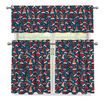 Christmas Santa Hats Pattern Print 3 Piece Kitchen Curtains