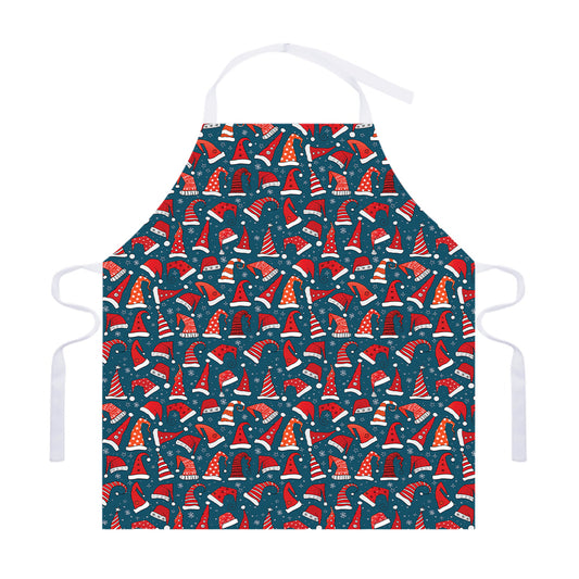 Christmas Santa Hats Pattern Print Adjustable Apron