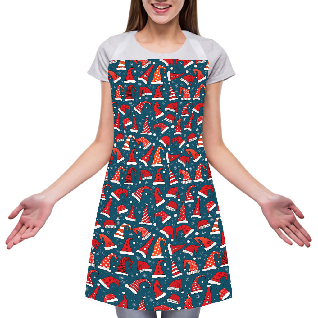 Christmas Santa Hats Pattern Print Adjustable Apron