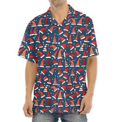 Christmas Santa Hats Pattern Print Aloha Shirt