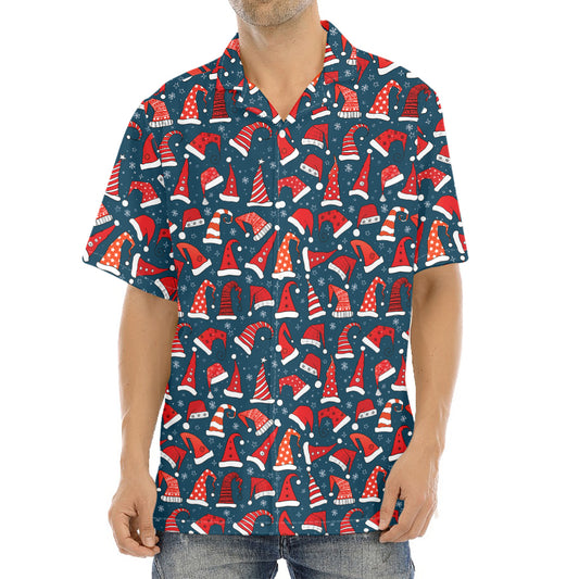 Christmas Santa Hats Pattern Print Aloha Shirt