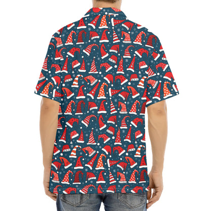 Christmas Santa Hats Pattern Print Aloha Shirt