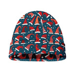 Christmas Santa Hats Pattern Print Beanie