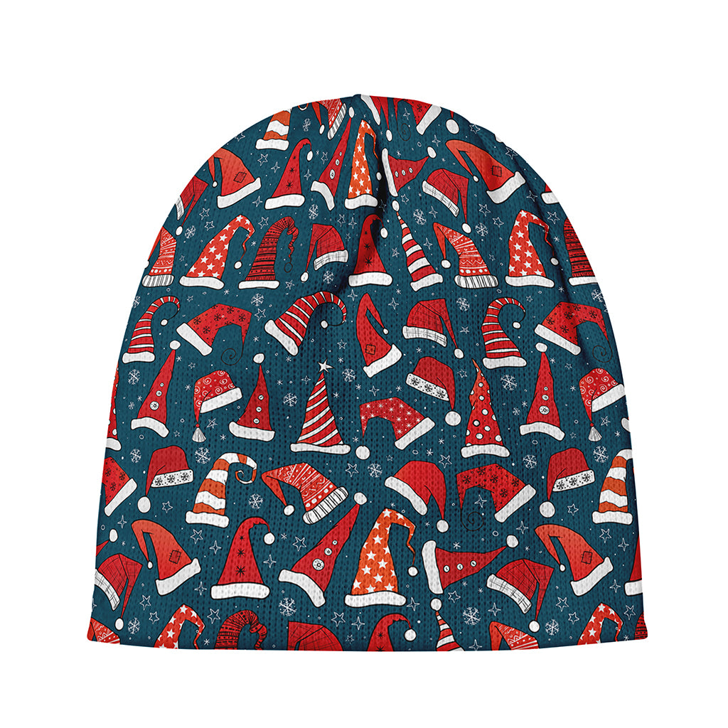 Christmas Santa Hats Pattern Print Beanie