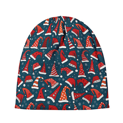 Christmas Santa Hats Pattern Print Beanie
