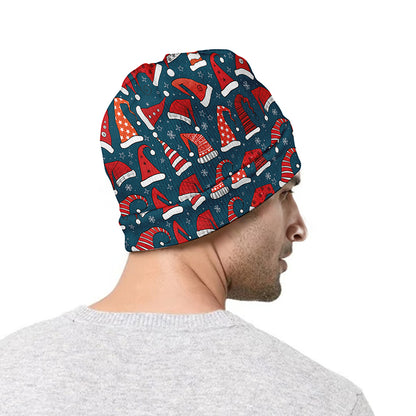 Christmas Santa Hats Pattern Print Beanie