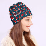 Christmas Santa Hats Pattern Print Beanie