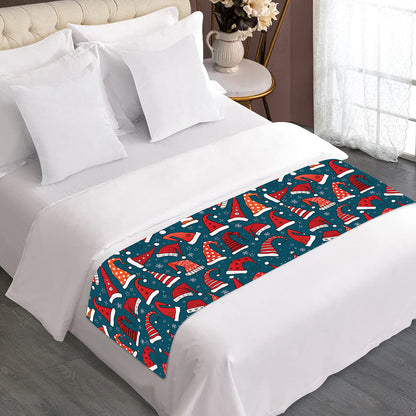 Christmas Santa Hats Pattern Print Bed Runner