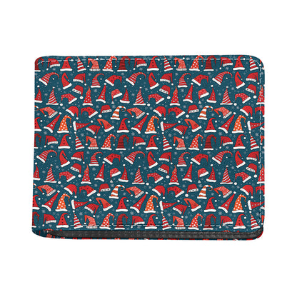 Christmas Santa Hats Pattern Print Bifold Wallet