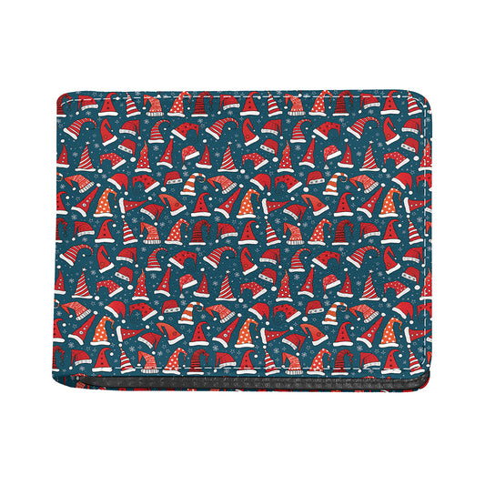 Christmas Santa Hats Pattern Print Bifold Wallet