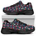 Christmas Santa Hats Pattern Print Black Chunky Shoes