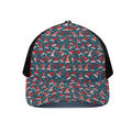 Christmas Santa Hats Pattern Print Black Mesh Trucker Hat