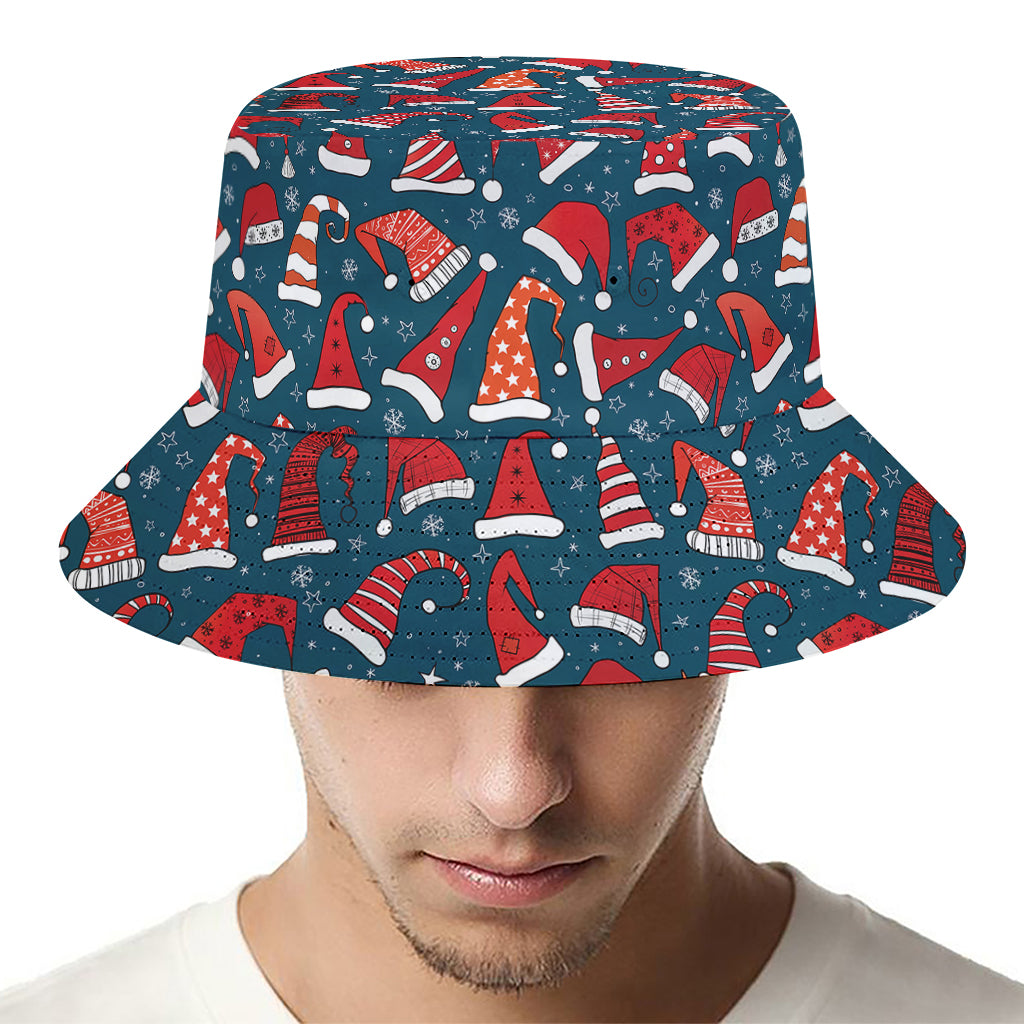 Christmas Santa Hats Pattern Print Bucket Hat