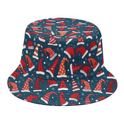Christmas Santa Hats Pattern Print Bucket Hat