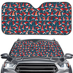 Christmas Santa Hats Pattern Print Car Windshield Sun Shade