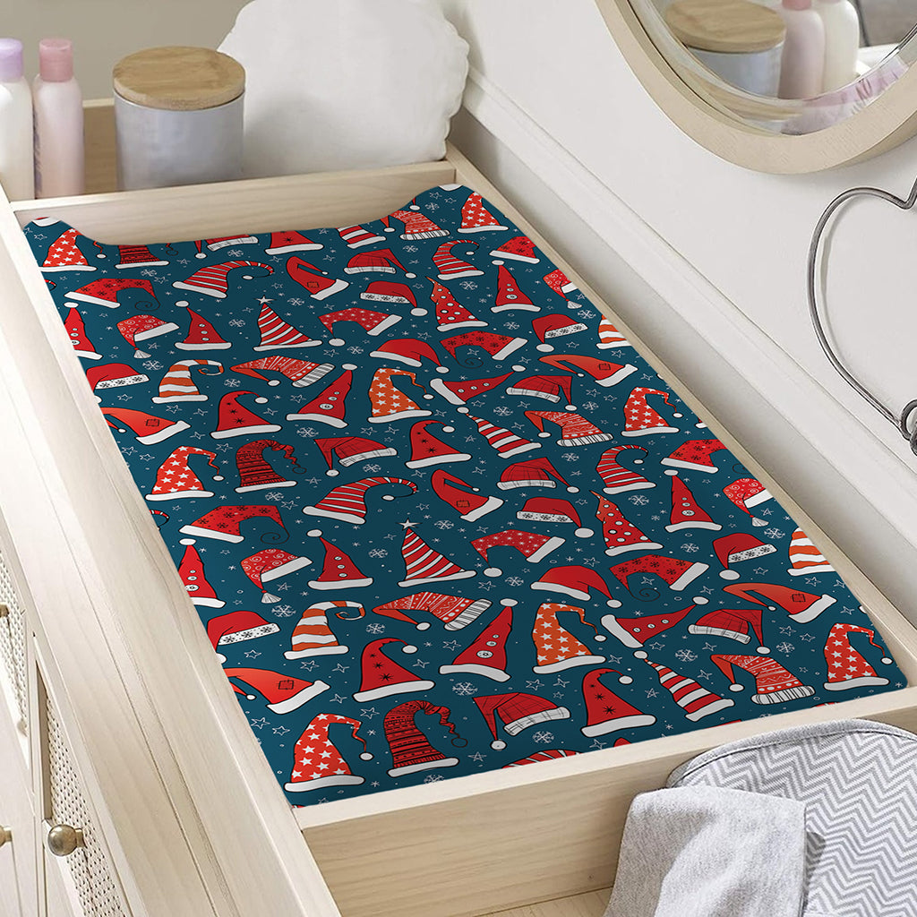 Christmas Santa Hats Pattern Print Changing Pad Cover