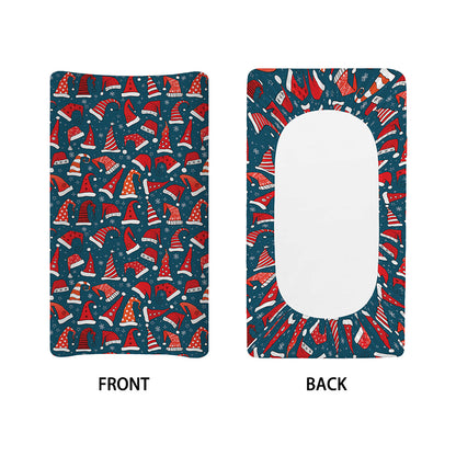Christmas Santa Hats Pattern Print Changing Pad Cover