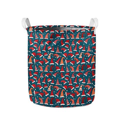 Christmas Santa Hats Pattern Print Collapsible Laundry Basket