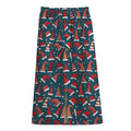 Christmas Santa Hats Pattern Print Cotton Front Slit Maxi Skirt