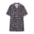 Christmas Santa Hats Pattern Print Cotton Hawaiian Shirt