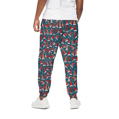 Christmas Santa Hats Pattern Print Cotton Pants