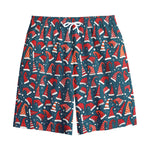 Christmas Santa Hats Pattern Print Cotton Shorts