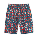 Christmas Santa Hats Pattern Print Cotton Shorts