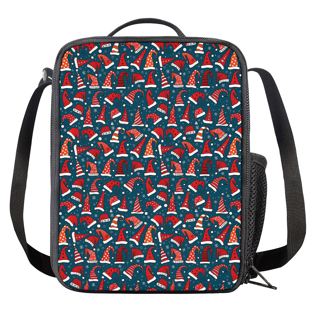 Christmas Santa Hats Pattern Print Crossbody Lunch Bag