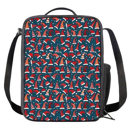 Christmas Santa Hats Pattern Print Crossbody Lunch Bag