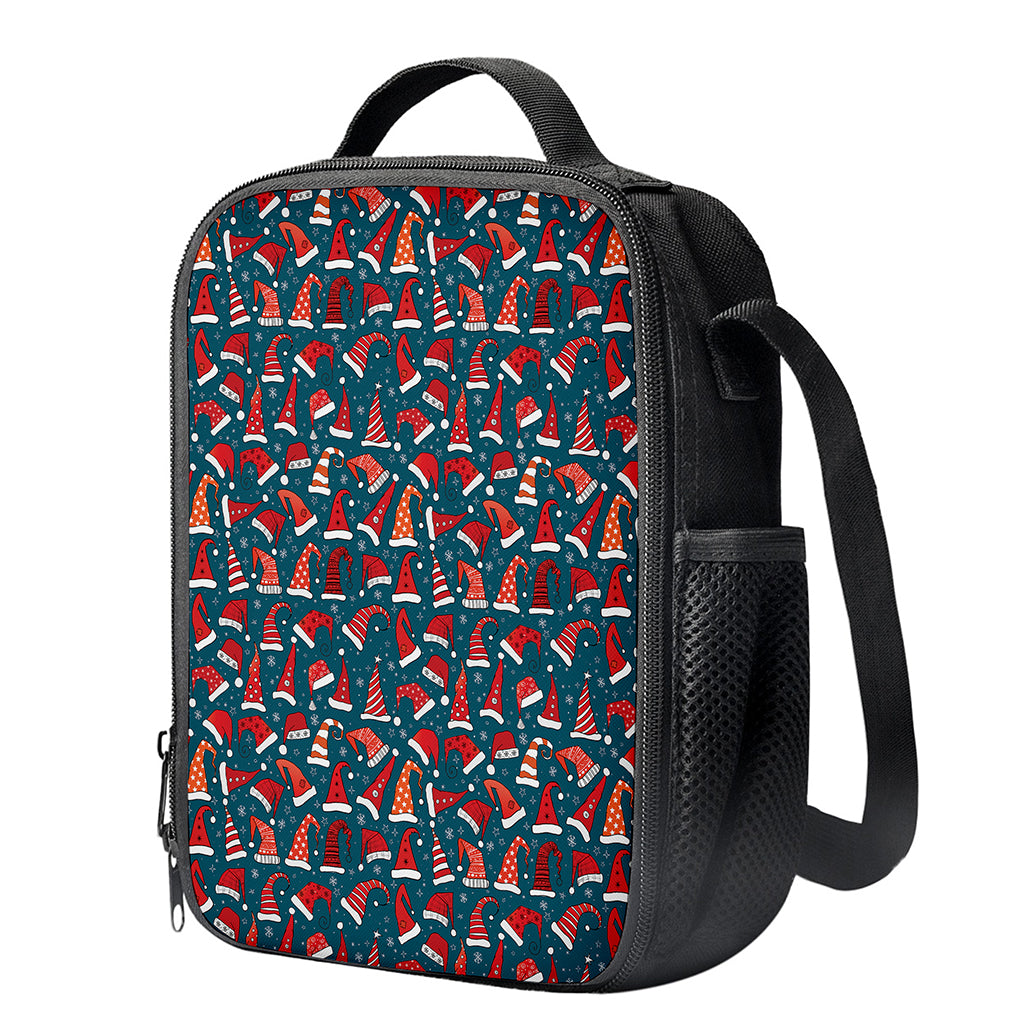Christmas Santa Hats Pattern Print Crossbody Lunch Bag