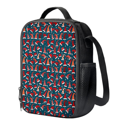 Christmas Santa Hats Pattern Print Crossbody Lunch Bag
