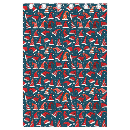 Christmas Santa Hats Pattern Print Curtain