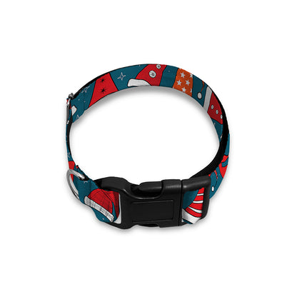 Christmas Santa Hats Pattern Print Dog Collar