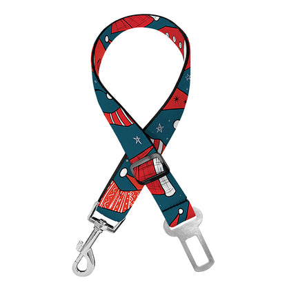Christmas Santa Hats Pattern Print Dog Seat Belt