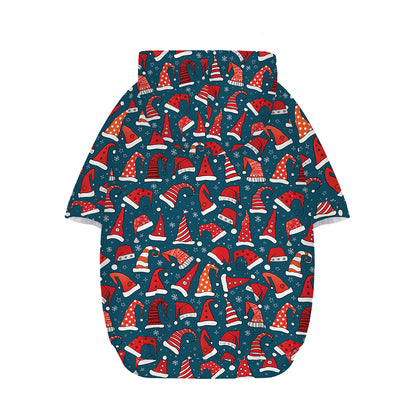Christmas Santa Hats Pattern Print Dog Zip Up Hoodie