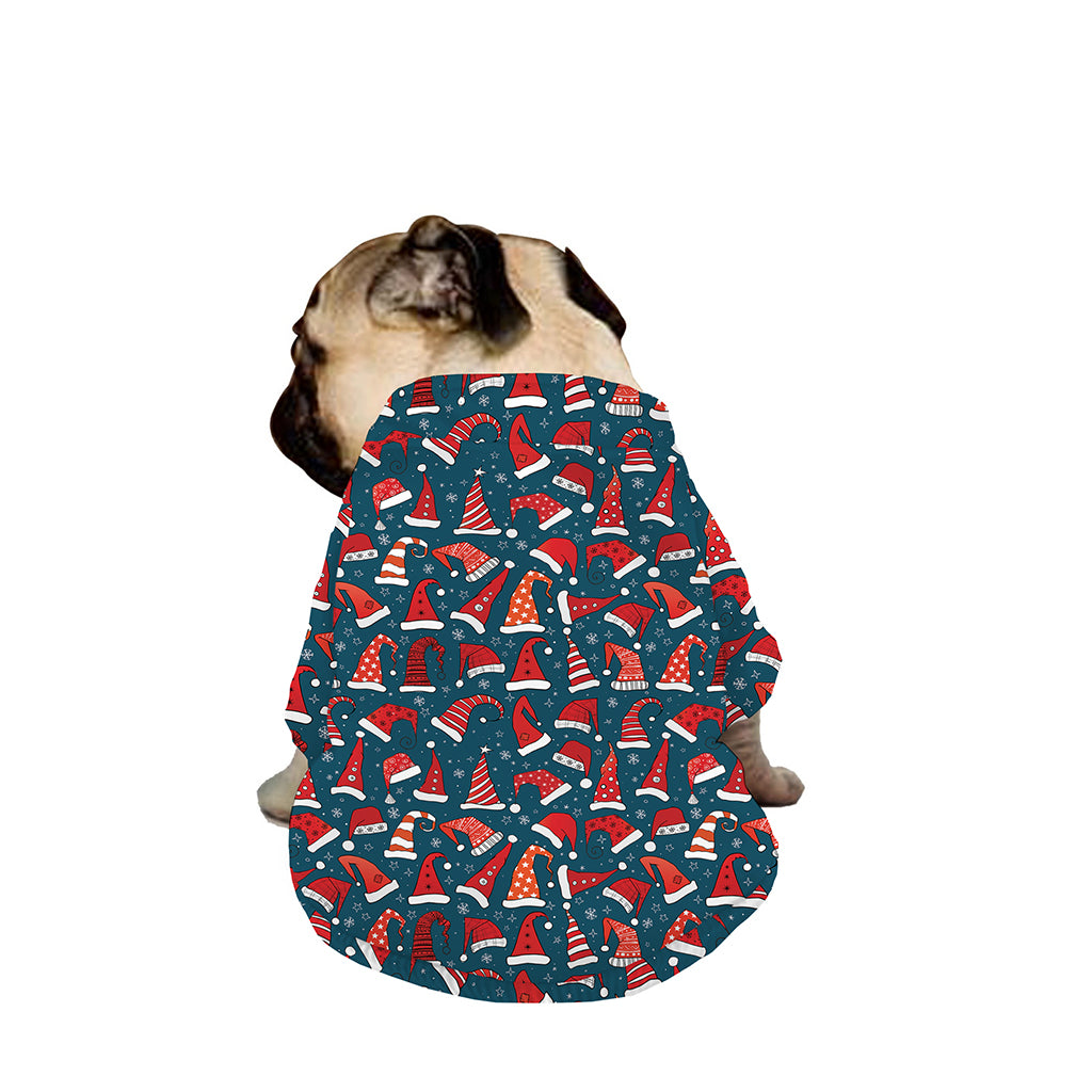 Christmas Santa Hats Pattern Print Dog Zip Up Jacket