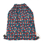 Christmas Santa Hats Pattern Print Drawstring Bag