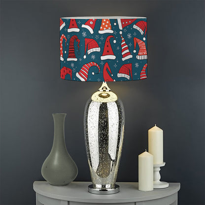 Christmas Santa Hats Pattern Print Drum Lamp Shade