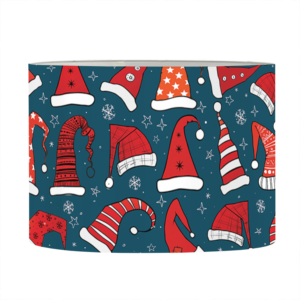 Christmas Santa Hats Pattern Print Drum Lamp Shade
