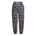Christmas Santa Hats Pattern Print Fleece Lined Knit Pants