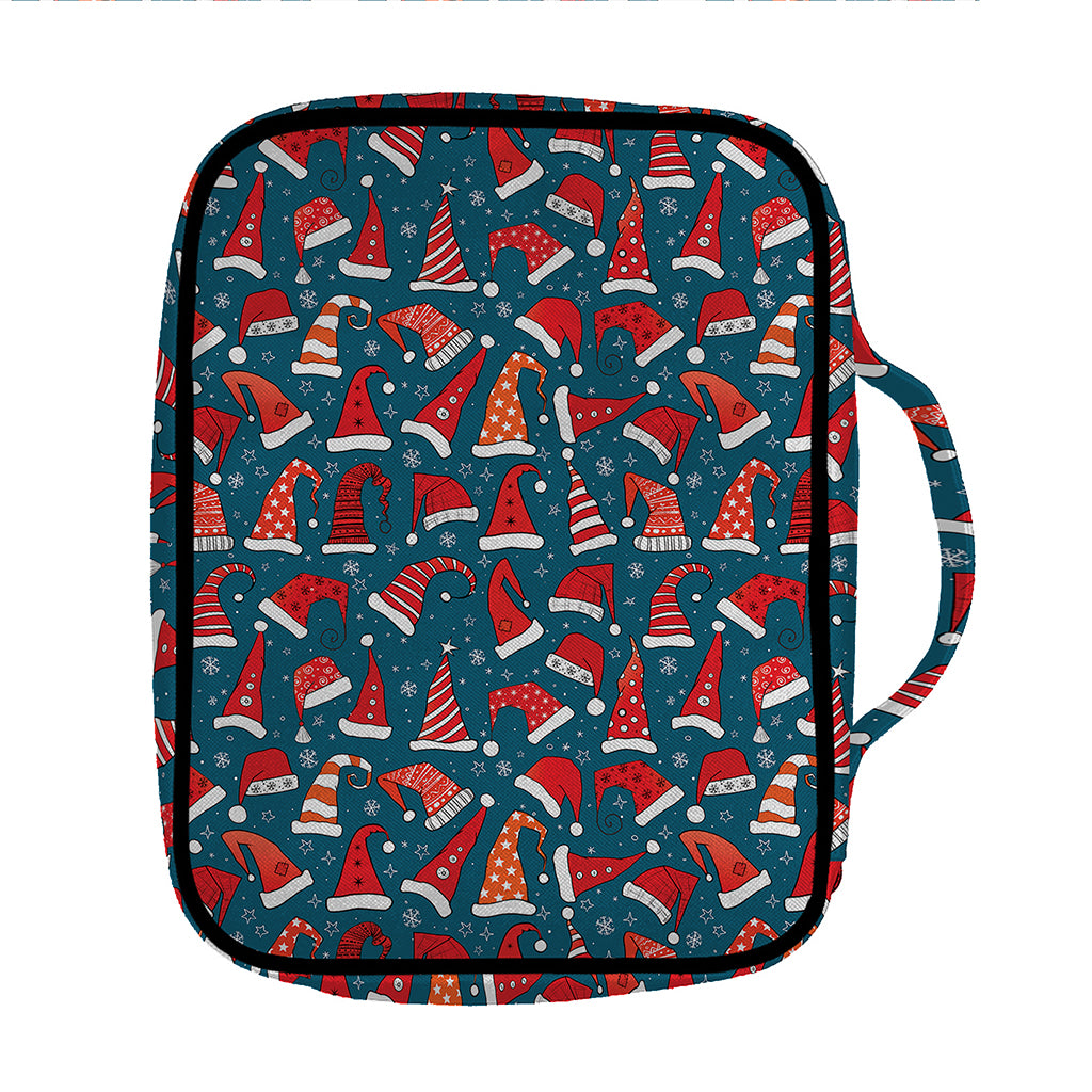 Christmas Santa Hats Pattern Print Front Pocket Bible Bag