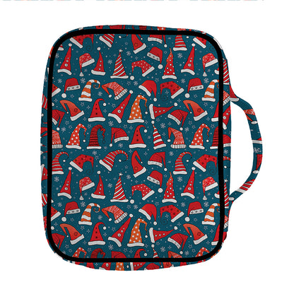 Christmas Santa Hats Pattern Print Front Pocket Bible Bag